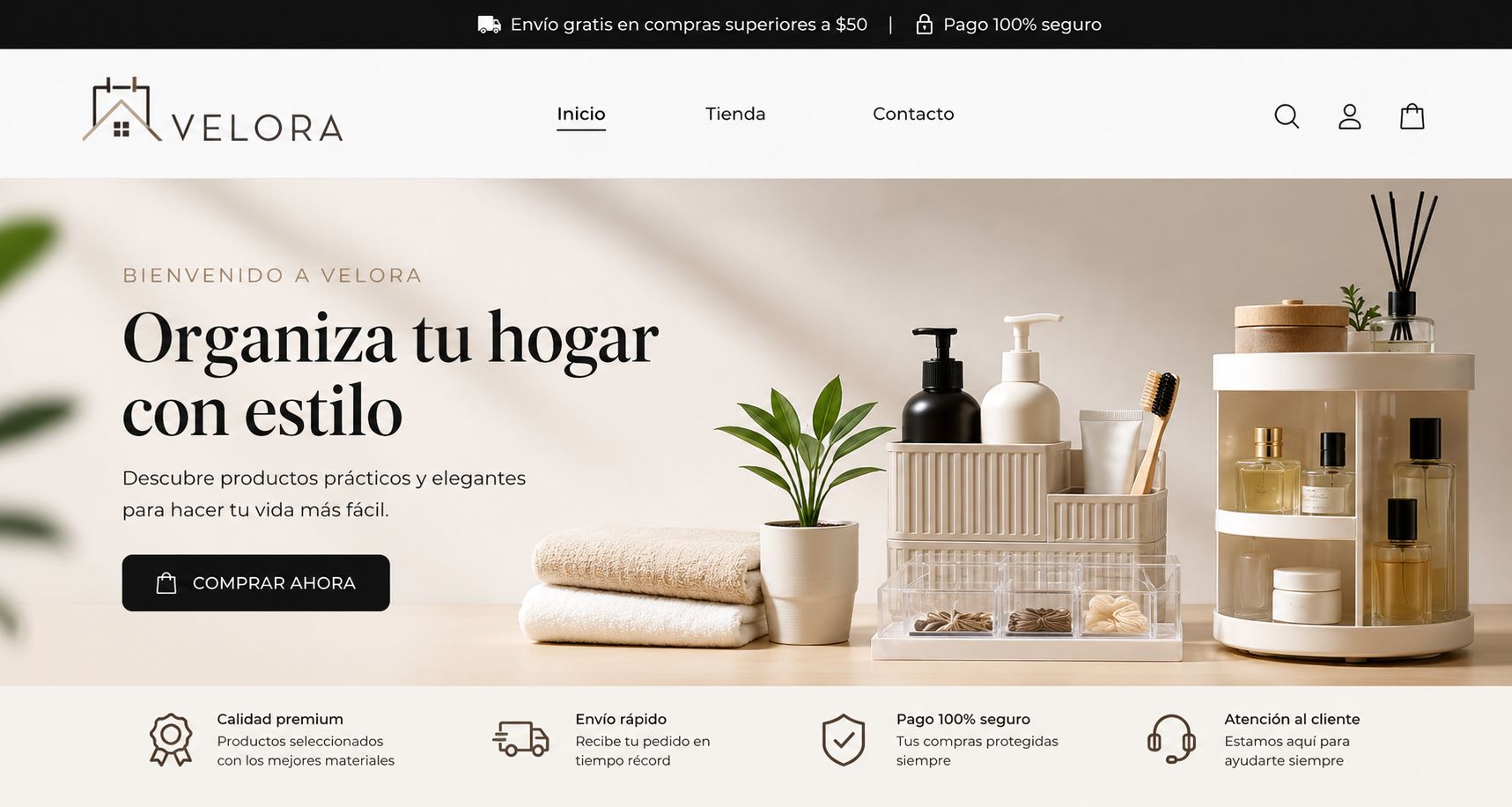 Descubre productos prácticos y modernos para organizar tu hogar con calidad, estilo y los mejores precios. Encuentra soluciones que hacen tu vida más fácil.